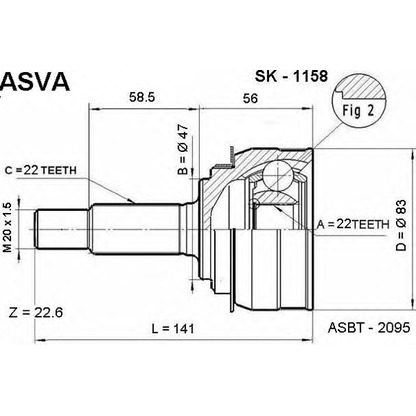 Photo Joint Kit, drive shaft ASVA SK1158
