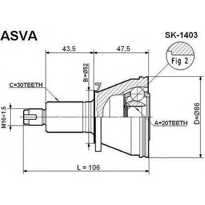 Фото Шарнир, приводной вал ASVA SK1403