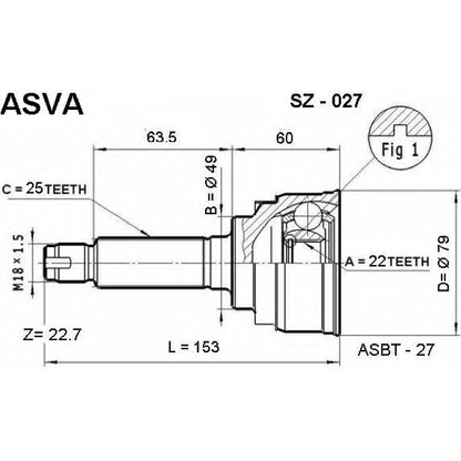 Photo Jeu de joints, arbre de transmission ASVA SZ027