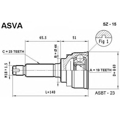 Photo Jeu de joints, arbre de transmission ASVA SZ15