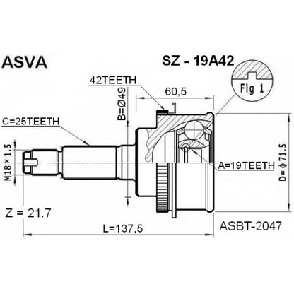 Photo Jeu de joints, arbre de transmission ASVA SZ19A42