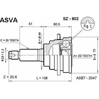 Photo Jeu de joints, arbre de transmission ASVA SZ802