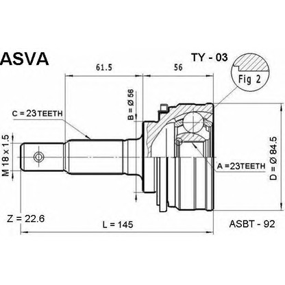 Photo Joint Kit, drive shaft ASVA TY03