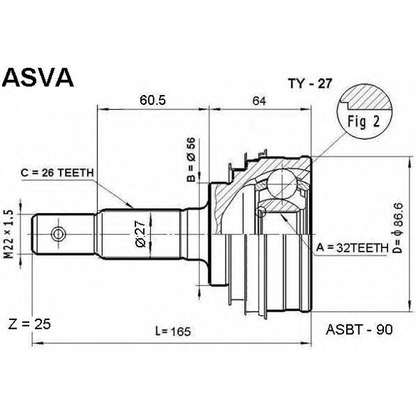 Photo Joint Kit, drive shaft ASVA TY27