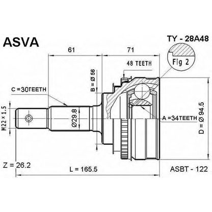 Photo Joint Kit, drive shaft ASVA TY28A48