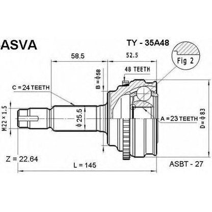 Photo Joint Kit, drive shaft ASVA TY35A48
