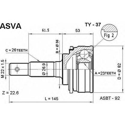 Photo Jeu de joints, arbre de transmission ASVA TY37