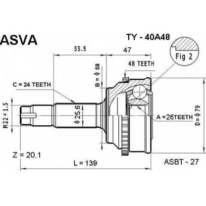 Photo Joint Kit, drive shaft ASVA TY40A48