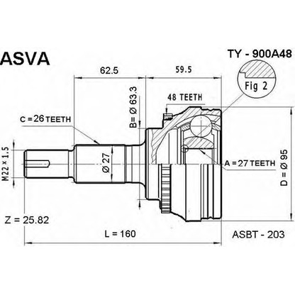 Photo Joint Kit, drive shaft ASVA TY900A48