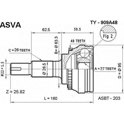 Photo Joint Kit, drive shaft ASVA TY909A48