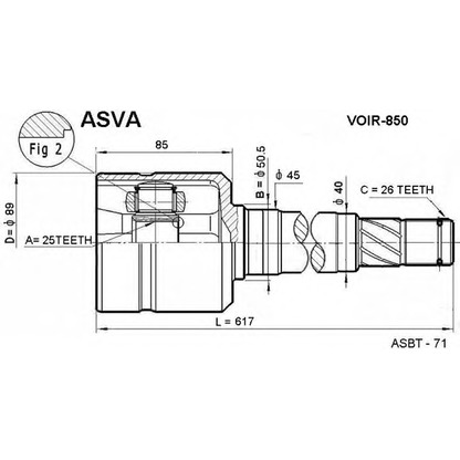 Photo Joint Kit, drive shaft ASVA VOIR850