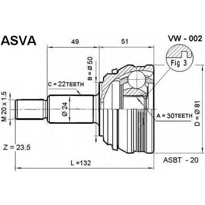 Zdjęcie Zestaw przegubu, półoż napędowa ASVA VW002