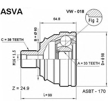 Photo Joint, arbre de commande ASVA VW018