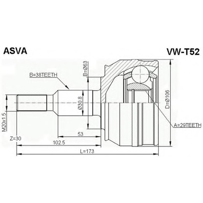 Foto Gelenksatz, Antriebswelle ASVA VWT52