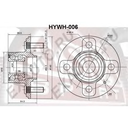 Фото Комплект подшипника ступицы колеса ASVA HYWH006