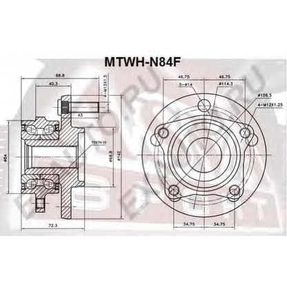 Фото Комплект подшипника ступицы колеса ASVA MTWHN84F