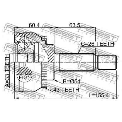 Photo Jeu de joints, arbre de transmission FEBEST 0410DG4A43