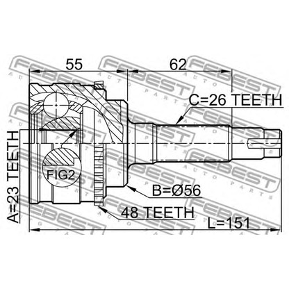 Photo Jeu de joints, arbre de transmission FEBEST 0110037A48