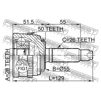 Photo Joint Kit, drive shaft FEBEST 0310035A50