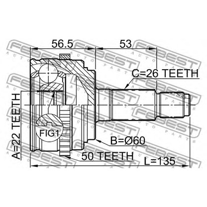 Photo Joint Kit, drive shaft FEBEST 0310EUA50