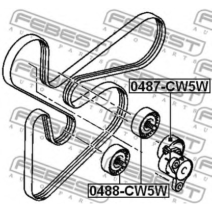 Photo Deflection/Guide Pulley, v-ribbed belt FEBEST 0488CW5W