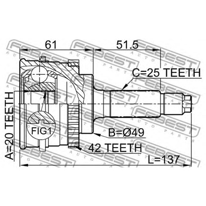 Photo Joint Kit, drive shaft FEBEST 0710SY415A42