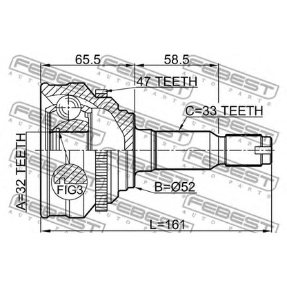 Photo Jeu de joints, arbre de transmission FEBEST 1110009A47