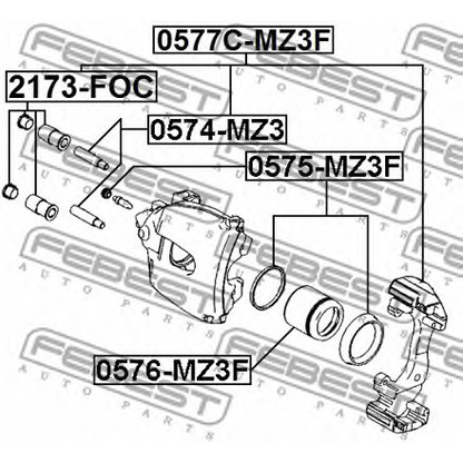 Foto Führungshülsensatz, Bremssattel FEBEST 2173FOC