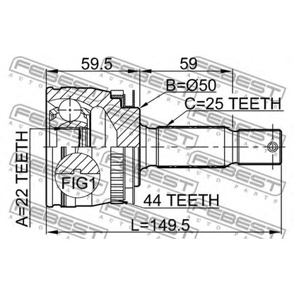 Photo Drive Shaft FEBEST 2210CER16A44