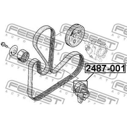 Photo Belt Tensioner, v-ribbed belt FEBEST 2487001