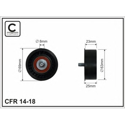 Photo Deflection/Guide Pulley, timing belt CAFFARO 1418