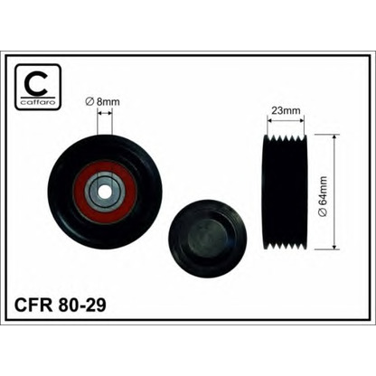 Photo Deflection/Guide Pulley, v-ribbed belt CAFFARO 8029