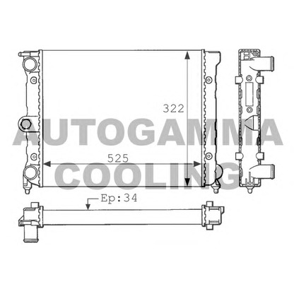 Foto Radiador, refrigeración del motor AUTOGAMMA 101038