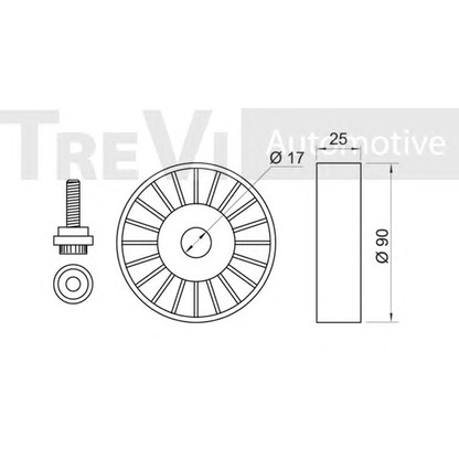 Photo Deflection/Guide Pulley, v-ribbed belt TREVI AUTOMOTIVE TA1203