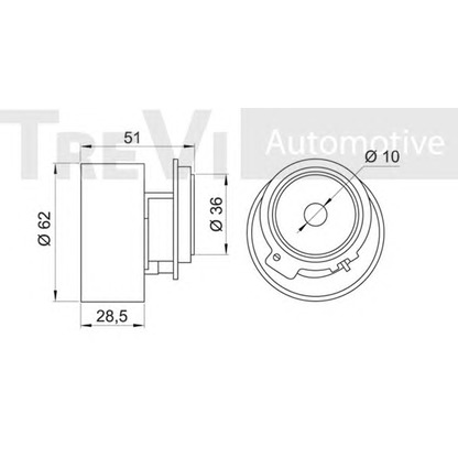 Photo Tensioner Pulley, timing belt TREVI AUTOMOTIVE TD1474