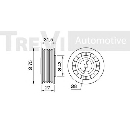 Foto Polea inversión/guía, correa poli V TREVI AUTOMOTIVE TA1071