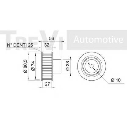 Photo Deflection/Guide Pulley, timing belt TREVI AUTOMOTIVE TD1210