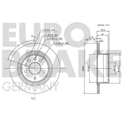 Foto Disco de freno EUROBRAKE 5815203621