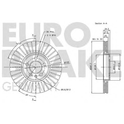 Zdjęcie Tarcza hamulcowa EUROBRAKE 5815204760