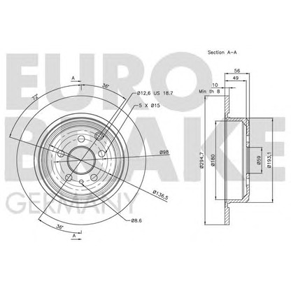 Zdjęcie Tarcza hamulcowa EUROBRAKE 5815209943