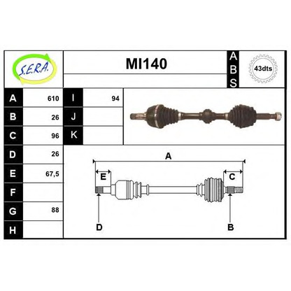 Photo Jeu de joints, arbre de transmission SERA MI140