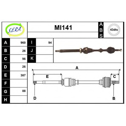 Photo Jeu de joints, arbre de transmission SERA MI141