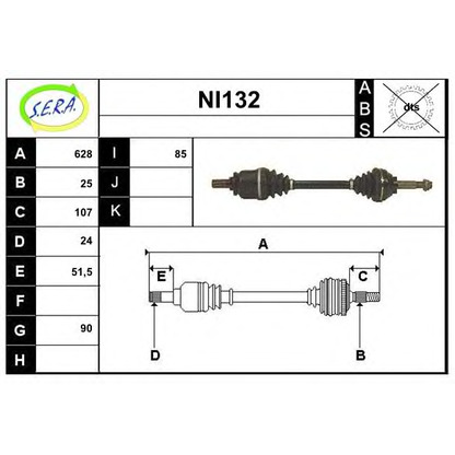 Photo Jeu de joints, arbre de transmission SERA NI132