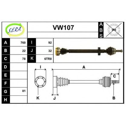 Photo Arbre de transmission SERA VW107