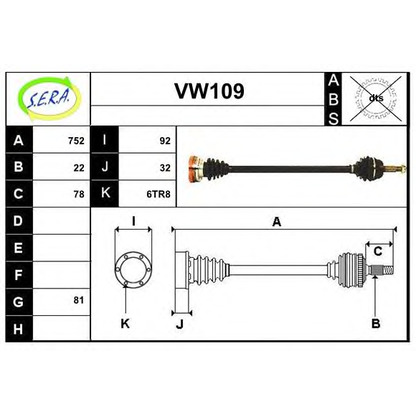 Photo Arbre de transmission SERA VW109