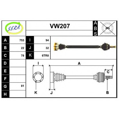 Foto Albero motore/Semiasse SERA VW207