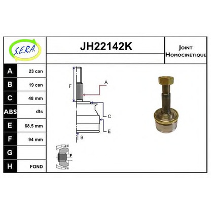 Photo Joint Kit, drive shaft SERA JH22142K