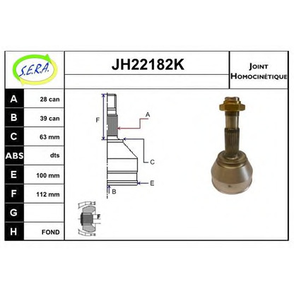 Photo Jeu de joints, arbre de transmission SERA JH22182K