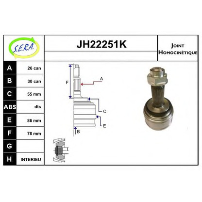 Photo Joint Kit, drive shaft SERA JH22251K