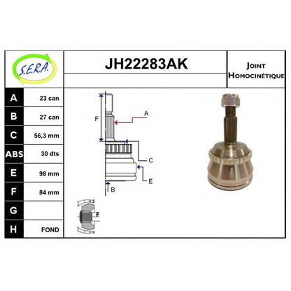 Photo Jeu de joints, arbre de transmission SERA JH22283AK